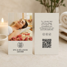 Cartão De Visita Logotipo Personalizado Foto QR Spa Centro de Bem-E