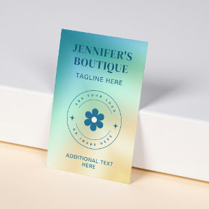 Cartão De Visita Logotipo Personalizado Gradiente Amarelo Azul-turq