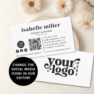 Cartão De Visita Logotipo personalizado Ícones mínimos de mídia soc