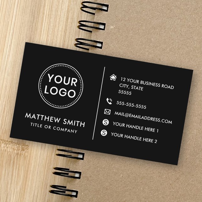 Cartão De Visita Logótipo personalizado ícones modernos das mídias  (Custom logo modern minimalist social media icons business card)