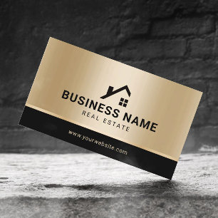 Cartão De Visita Logotipo Personalizado Imobilizado Realtor Dourado