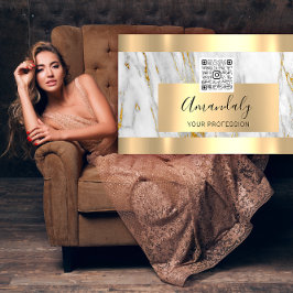 Cartão De Visita Logotipo Personalizado Marble Dourado Código Qr 6 