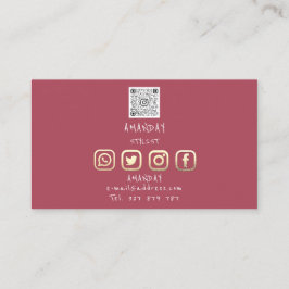 Cartão De Visita Logotipo personalizado Mídia social Código QR Rosa