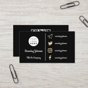 Cartão De Visita Logotipo personalizado Mídia social Dourada Código