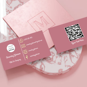 Cartão De Visita Logotipo personalizado Mídia social Dourada Rosa