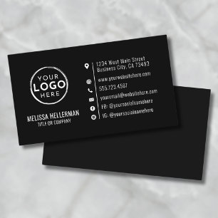 Cartão De Visita Logotipo Personalizado Minimalista Moderno Preto