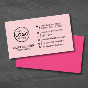 Cartão De Visita Logotipo Personalizado Minimalista Moderno Rosa Be