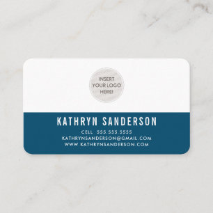 Cartão De Visita LOGOTIPO PERSONALIZADO - mínimo simples azul escur