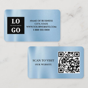 Cartão De Visita Logotipo Personalizado Moderno Céu Azul e Código Q