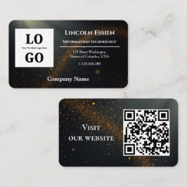 Cartão De Visita Logotipo Personalizado Moderno da Black Star e Cód
