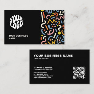 Cartão De Visita Logotipo Personalizado Moderno e Código QR de Leit