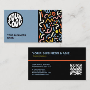Cartão De Visita Logotipo Personalizado Moderno e Código QR de Leit