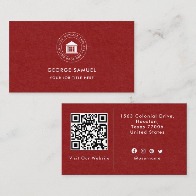 Cartão De Visita Logotipo Personalizado Moderno Elegante Simples (Frente/Verso)