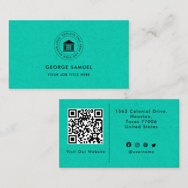 Cartão De Visita Logotipo Personalizado Moderno Elegante Simples (Frente/Verso)