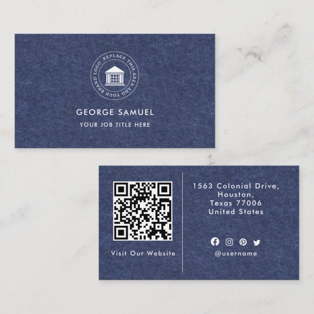 Cartão De Visita Logotipo Personalizado Moderno Elegante Simples (Frente/Verso)