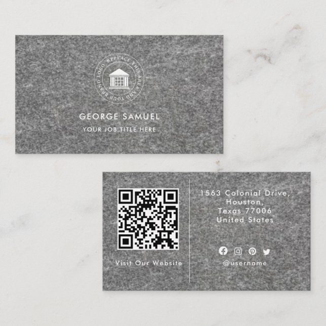 Cartão De Visita Logotipo Personalizado Moderno Elegante Simples (Frente/Verso)