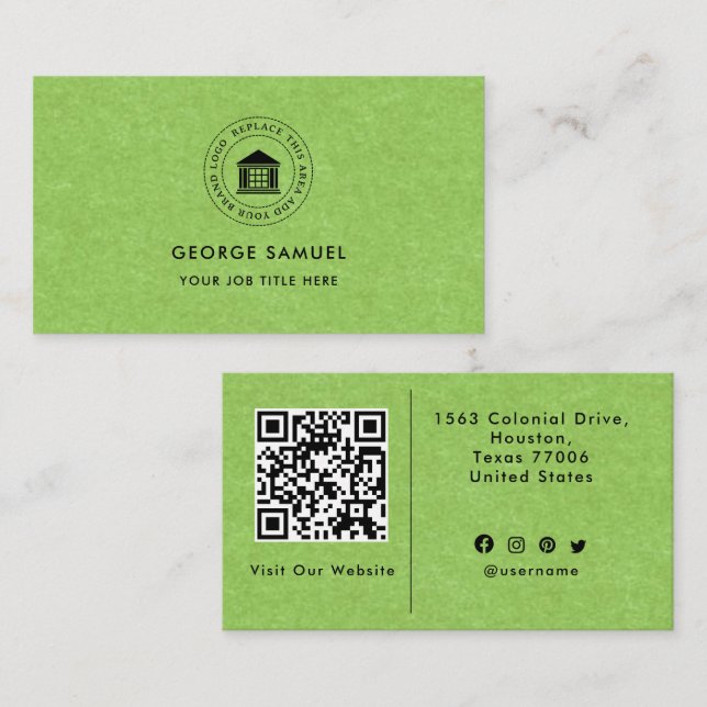 Cartão De Visita Logotipo Personalizado Moderno Elegante Simples (Frente/Verso)