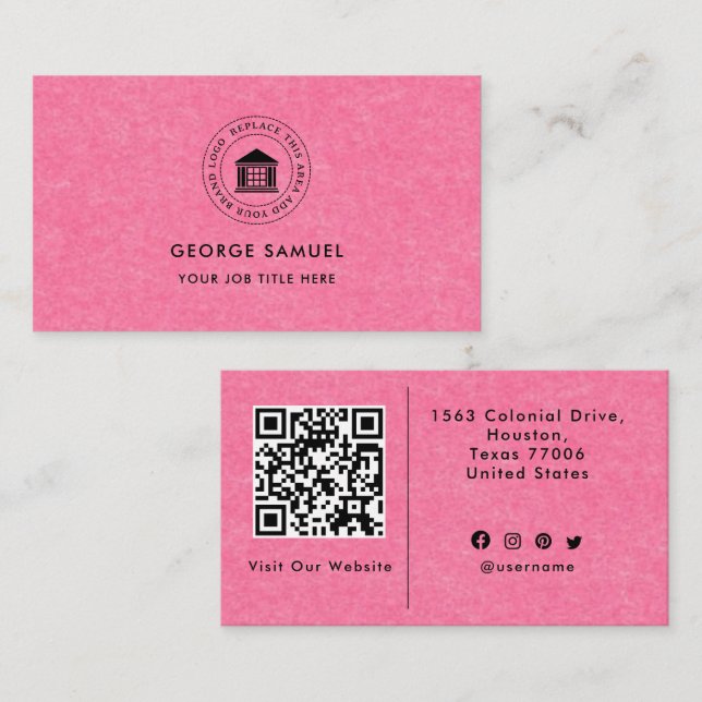 Cartão De Visita Logotipo Personalizado Moderno Elegante Simples (Frente/Verso)