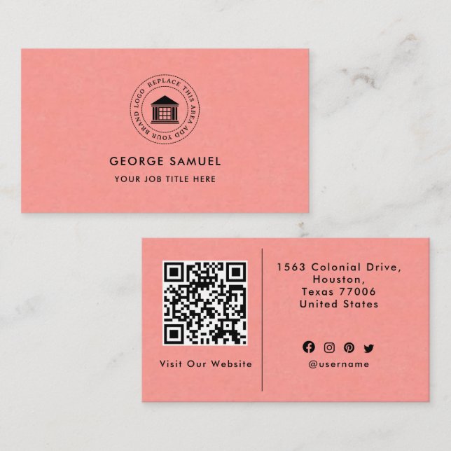 Cartão De Visita Logotipo Personalizado Moderno Elegante Simples (Frente/Verso)