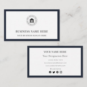 Cartão De Visita Logotipo Personalizado Moderno Elegante Simples