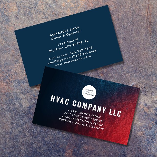 Cartão De Visita Logotipo personalizado moderno HVAC profissional d (Criador carregado)