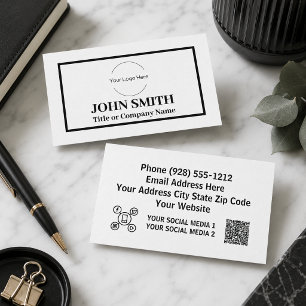 Cartão De Visita Logotipo personalizado moderno site preto e branco