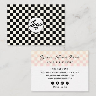 Cartão De Visita Logotipo Personalizado Moderno Xadrez Empresarial