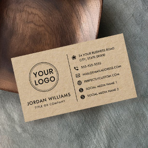 Cartão De Visita Logotipo personalizado na mídia social Papel Kraf