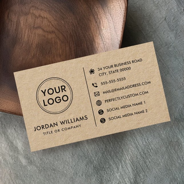 Cartão De Visita Logotipo personalizado na mídia social Papel Kraft (Custom logo website social media Kraft paper Business Card)