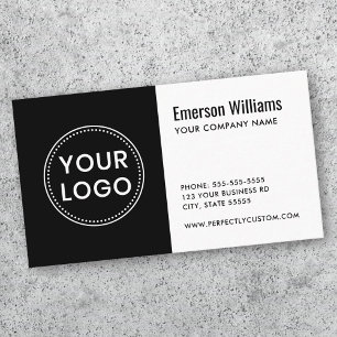 Cartão De Visita Logotipo personalizado preto e branco minimalista 