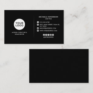 Cartão De Visita Logotipo Personalizado Preto e Branco Moderno e Ne