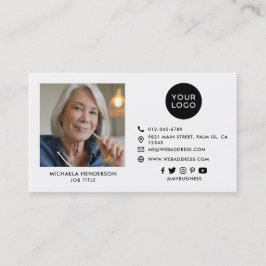 Cartão De Visita Logotipo Personalizado Preto e Branco Moderno, Red