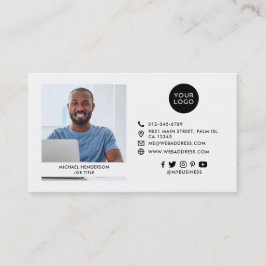 Cartão De Visita Logotipo Personalizado Preto e Branco Moderno, Red