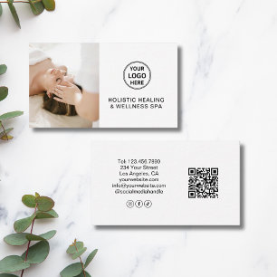 Cartão De Visita Logotipo Personalizado QR Branco Terapeuta de Saúd