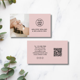 Cartão De Visita Logotipo personalizado Terapêutica Holística Rosa