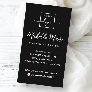 Cartão De Visita Logotipo personalizado vertical preto de script El