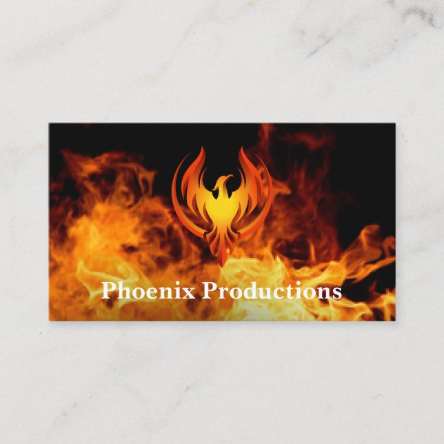 Cartão De Visita Logotipo Phoenix | Fundo de Incêndio (Frente)