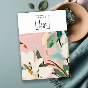 Cartão De Visita Logotipo Pintado Colorido de Altura Floral Chic Bo