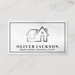 Cartão De Visita Logotipo Prata Moderna Imobiliária