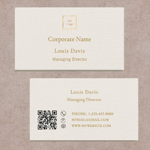 Cartão De Visita Logotipo premium moderno minimalista em ouro creme