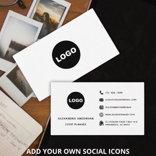 Cartão De Visita Logotipo Preto Branco Site Mídia Social