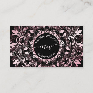 Cartão De Visita Logotipo preto brilhante rosa