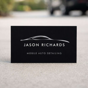 Cartão De Visita Logotipo Preto de Detalhamento Automotivo Móvel