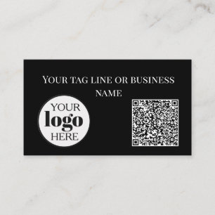 Cartão De Visita Logotipo preto do código QR Simples