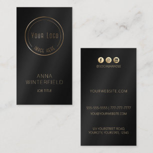 Cartão De Visita Logotipo preto Dourado elegante nas mídias sociai