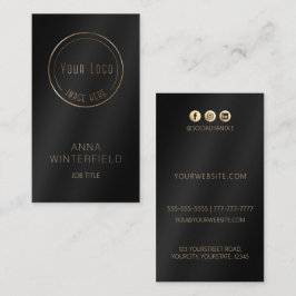 Cartão De Visita Logotipo preto Dourado elegante nas mídias sociais