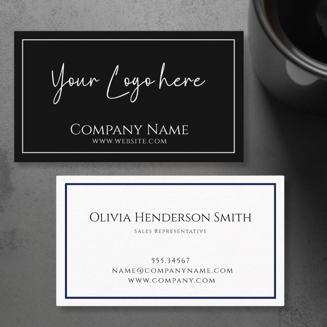 Cartão De Visita Logotipo preto e branco mínimos (Logo Minimalistic Black & White Business Card)