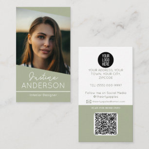 Cartão De Visita logotipo preto moderno Foto logotipo QR