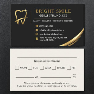 Cartão De Visita Logotipo Preto Ouro de Dentista - Consulta Odontol