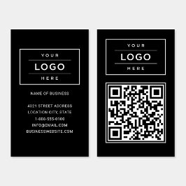Cartão De Visita Logotipo Preto Personalizado para Empresas e Códig